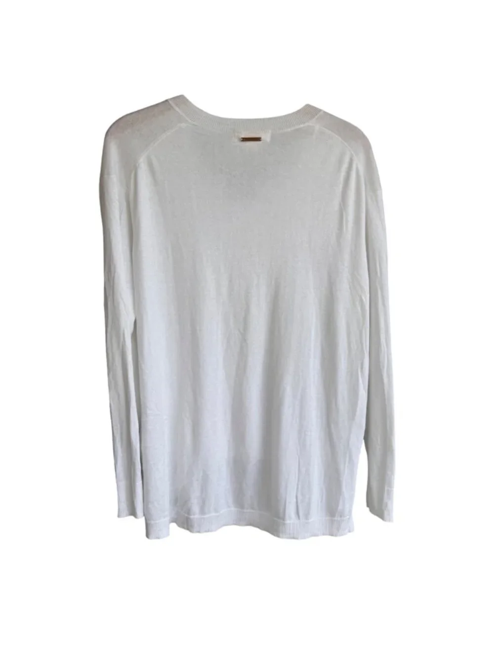 Michael Kors Womens V-Neck Knit Sweater White Medium Cotton Blend Pre-Owned